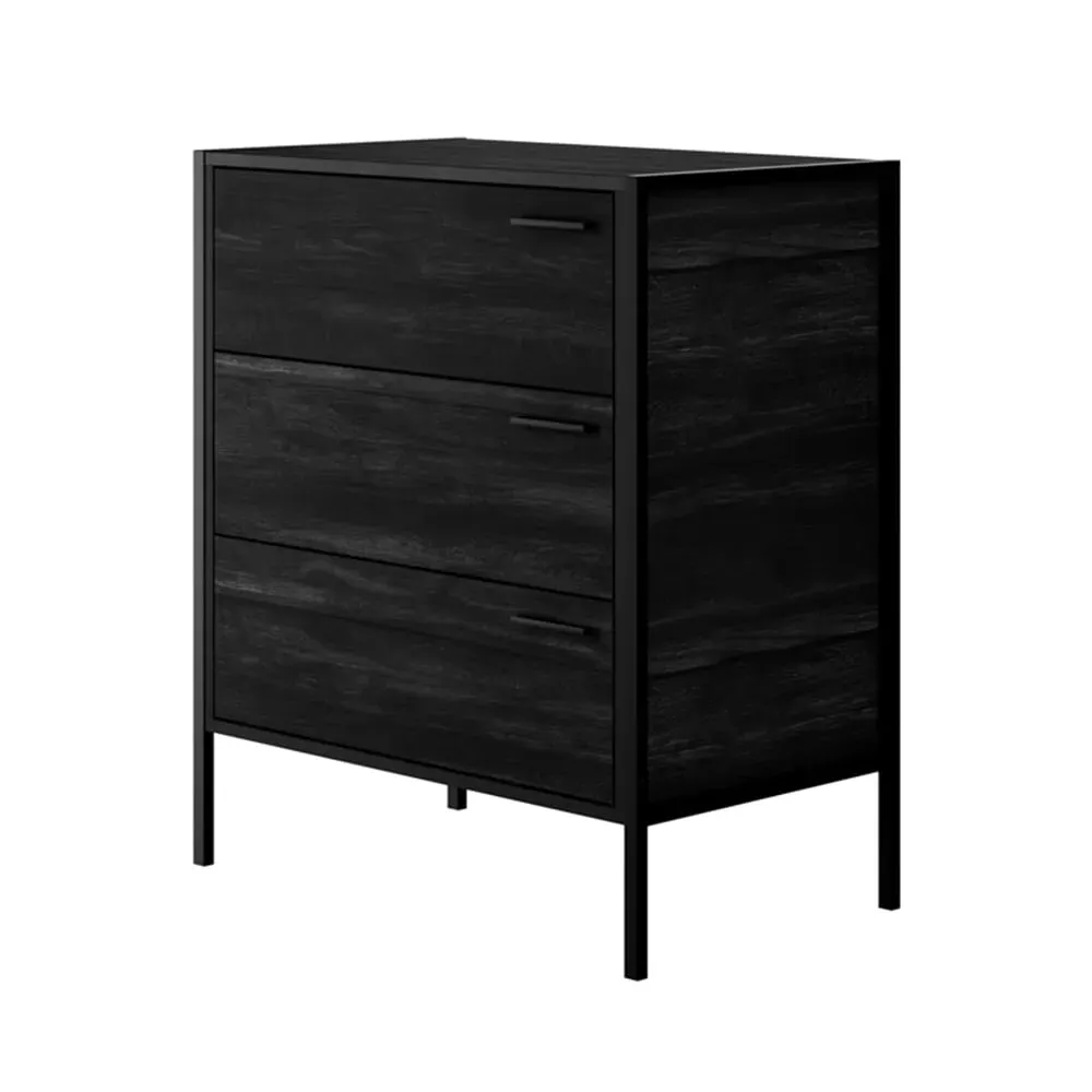 Hoxton Chest of 3 Drawers - Black, MDF