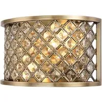 Hudson 2 Light Wall Light - Antique Brass, Crystal