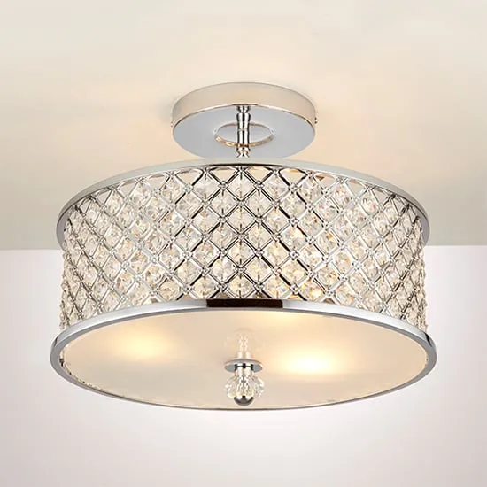 Hudson 3 Lights Semi Flush Ceiling Light - Chrome