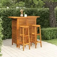 Hugo Garden Bar Table & Round Bar Stools Set - Acacia Wood alternate view