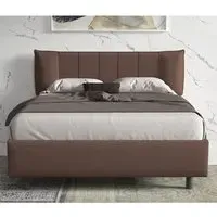 Hugo King Size Bed Frame - Brown, Fabric
