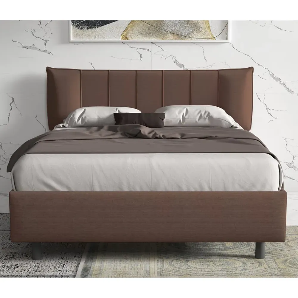 Hugo King Size Bed Frame - Brown, Fabric