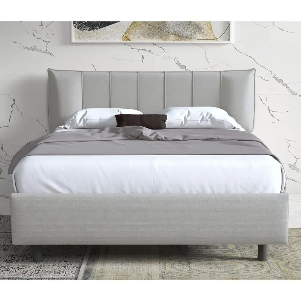 Hugo King Size Bed Frame - Ice, Fabric