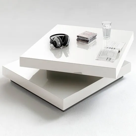 Hugo Rotating Square Coffee Table - White image