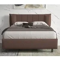 Hugo Small Double Bed Frame - Brown, Fabric