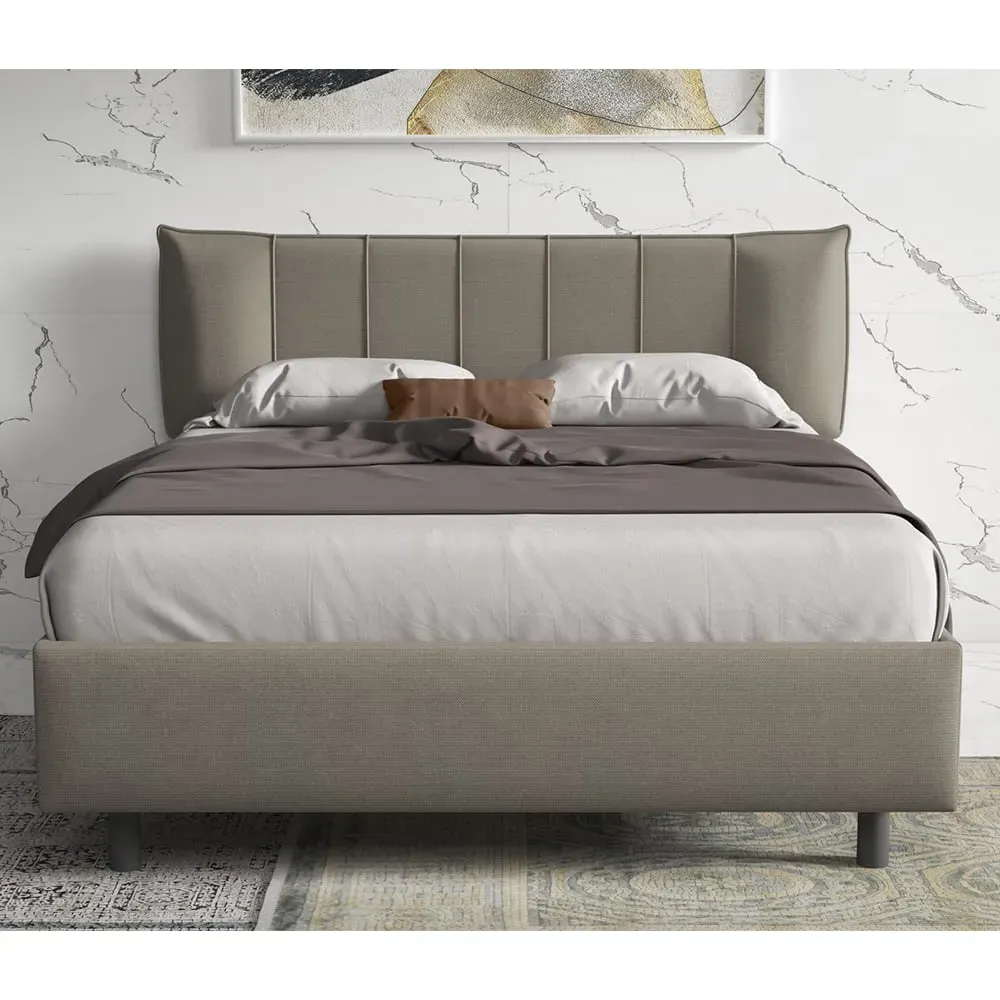 Hugo Small Double Bed Frame - Dove, Fabric