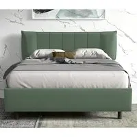 Hugo Small Double Bed Frame - Sage Green, Fabric