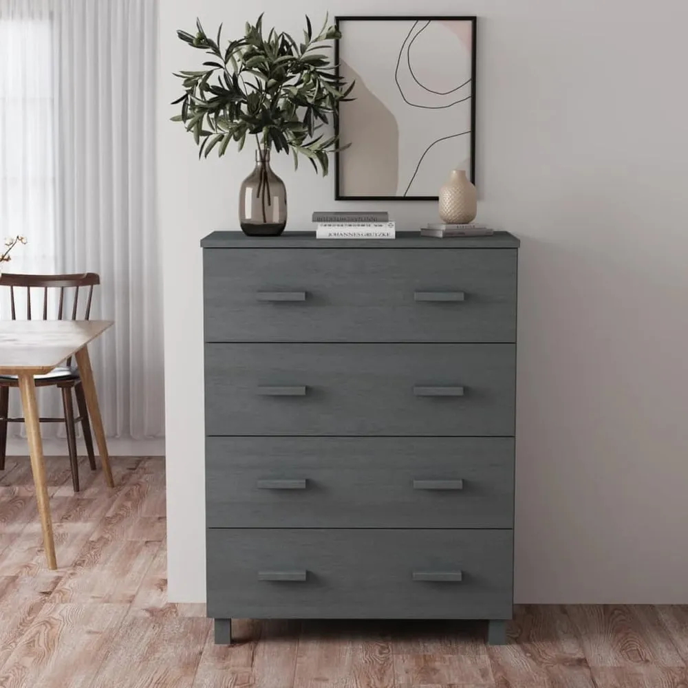 Hull 4 Drawer Chest - Dark Grey, Pinewood