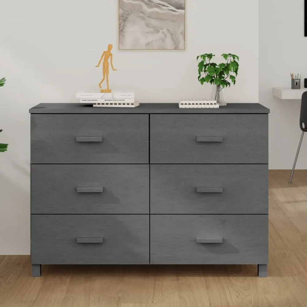 Hull 6 Drawer Chest - Dark Grey, Pinewood
