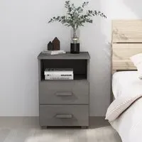 Hull Bedside Cabinet with 2 Drawers - Light Grey, Pinewood