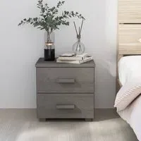 Hull Bedside Cabinet with 2 Drawers - Light Grey, Pinewood