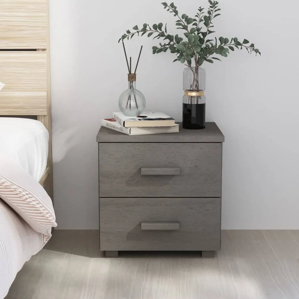 Hull Bedside Cabinet with 2 Drawers - Light Grey, Pinewood image