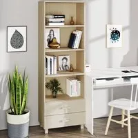 Hull Bookcase with 2 Drawers - Brown, Pinewood