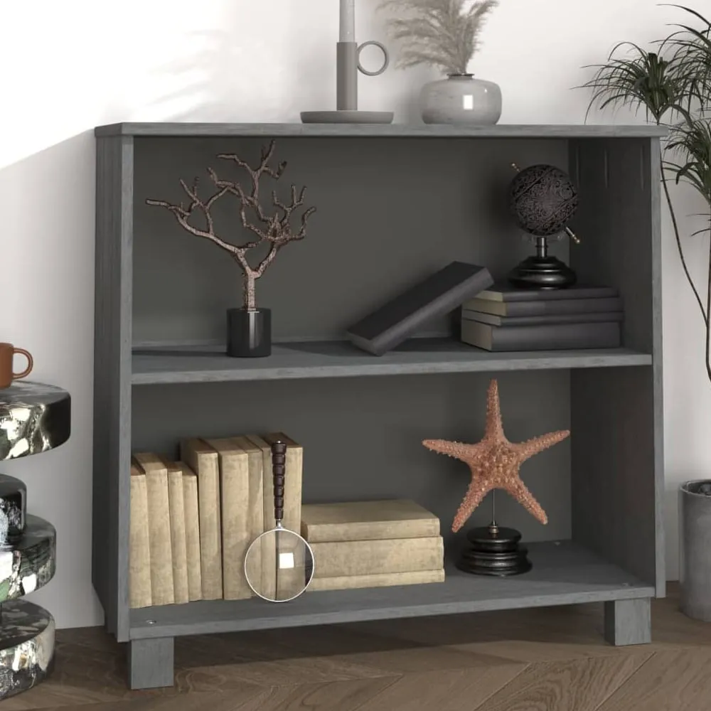 Hull Bookcase with 2 Shelves - Dark Grey, Pinewood