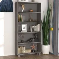 Hull Bookcase with 5 Shelves - Light Grey, Pinewood