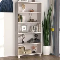 Hull Bookcase with 5 Shelves - White, Pinewood