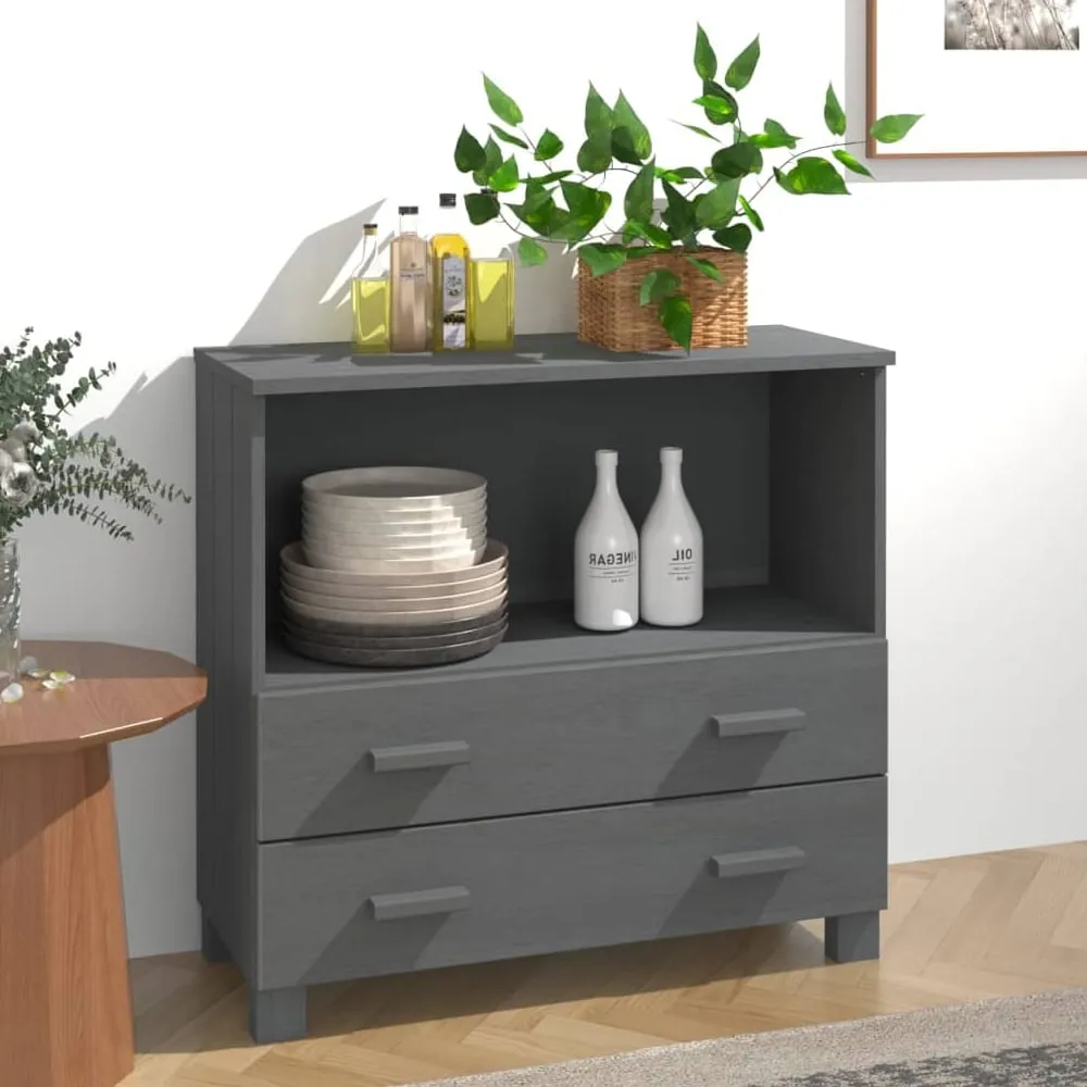 Hull Chest of Drawers with Storage - Dark Grey, Pinewood