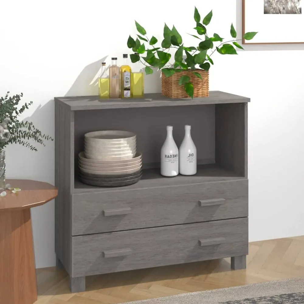 Hull Chest of Drawers with Storage - Light Grey, Pinewood