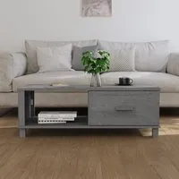 Hull Coffee Table with 1 Drawer - Dark Grey, Pinewood