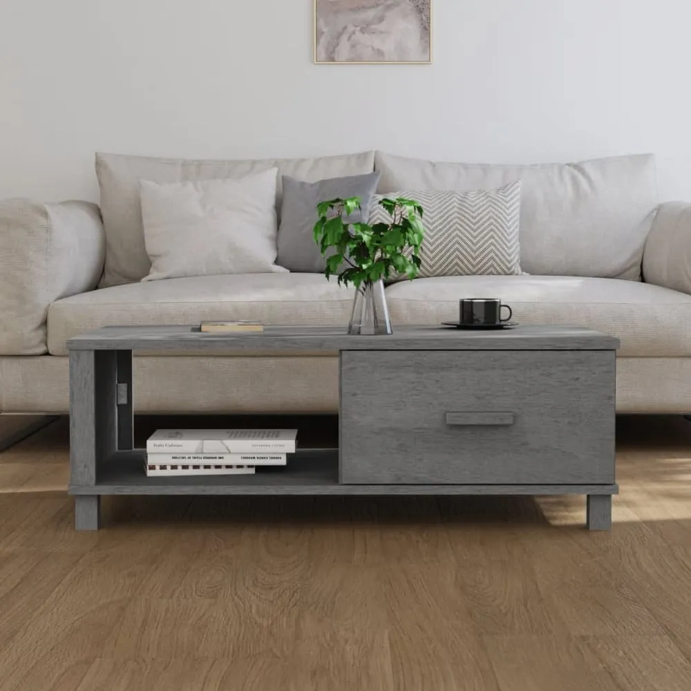 Hull Coffee Table with 1 Drawer - Dark Grey, Pinewood