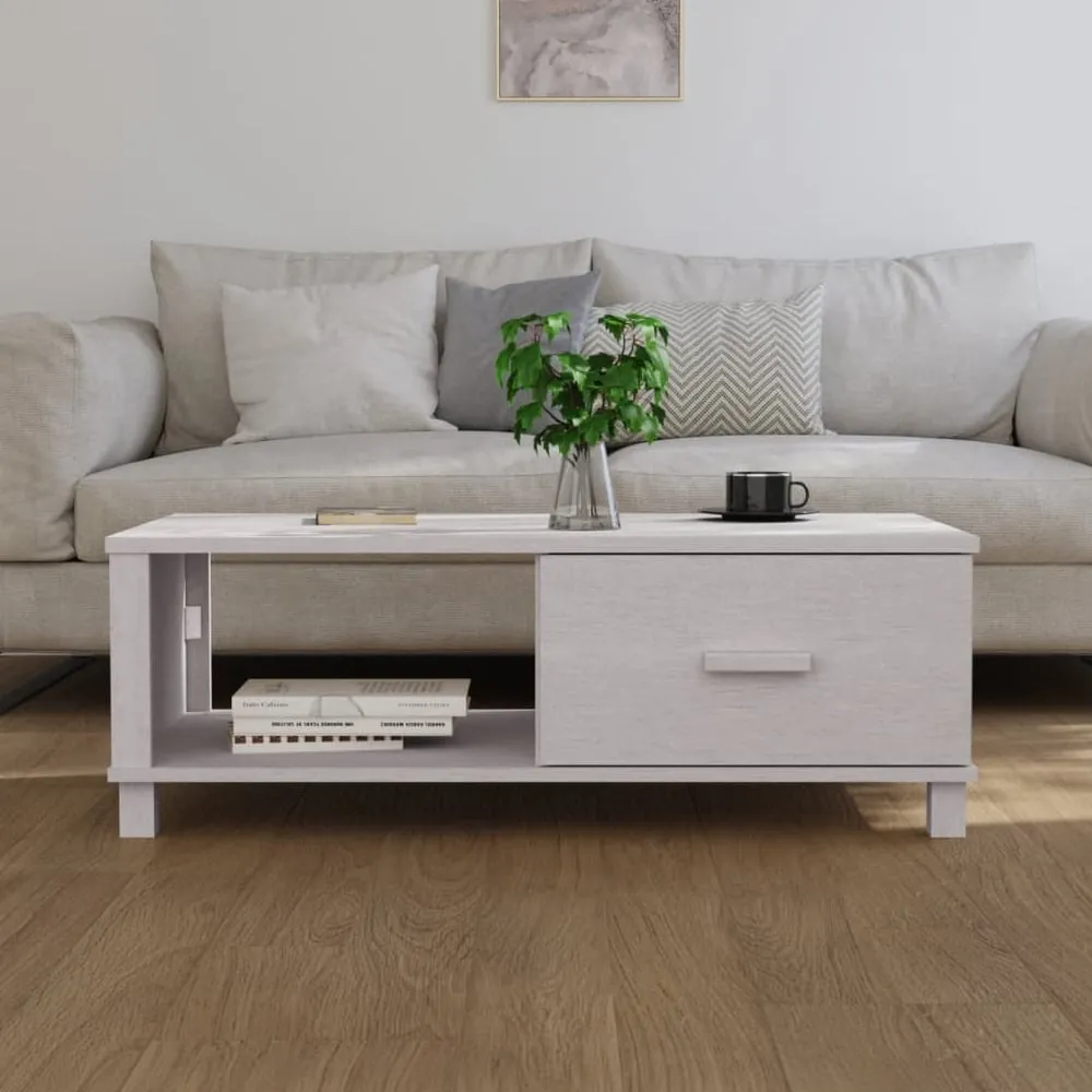 Hull Coffee Table with Drawer - White, Pinewood