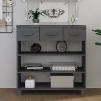 Hull Console Table with 3 Drawers - Dark Grey, Pinewood