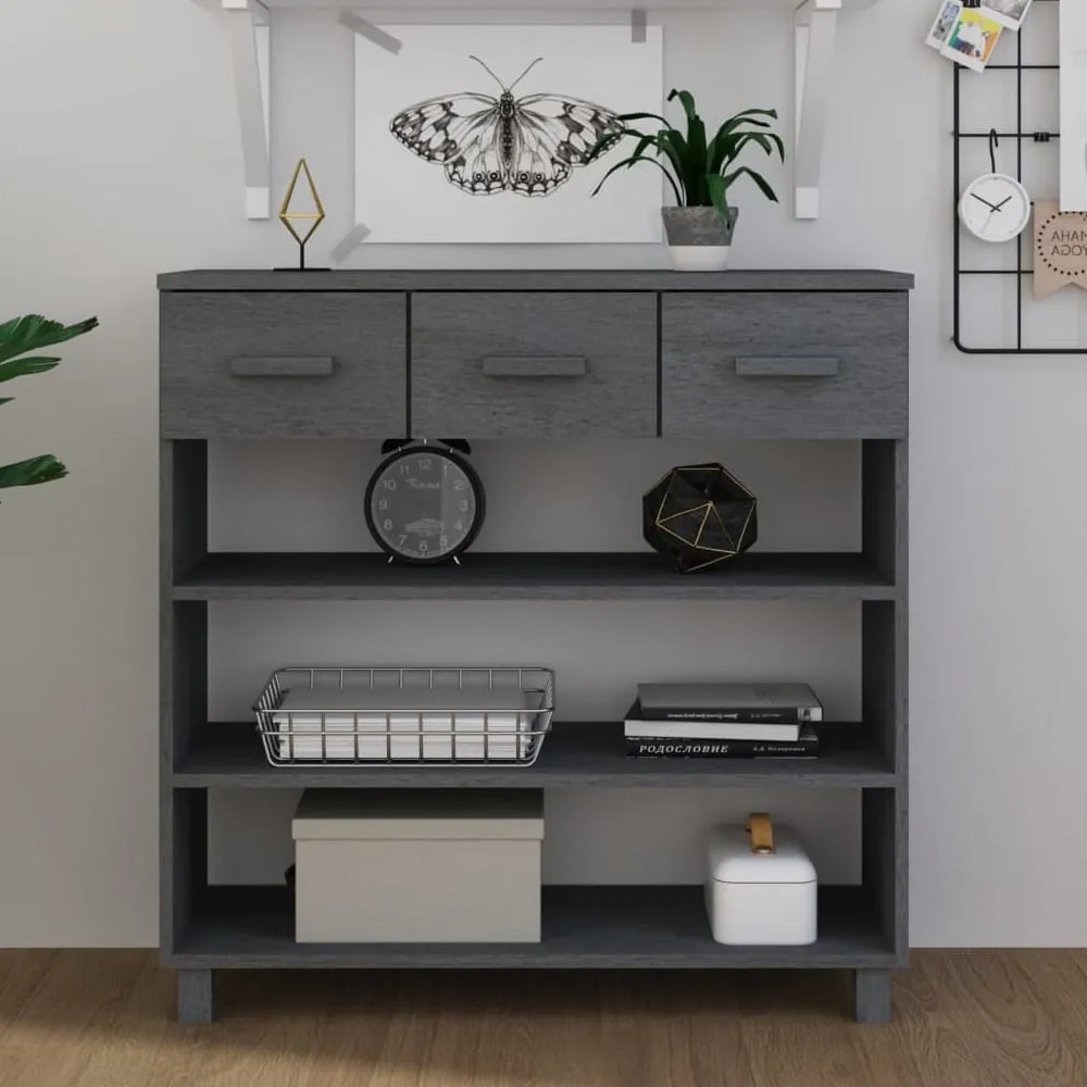 Hull Console Table with 3 Drawers - Dark Grey, Pinewood