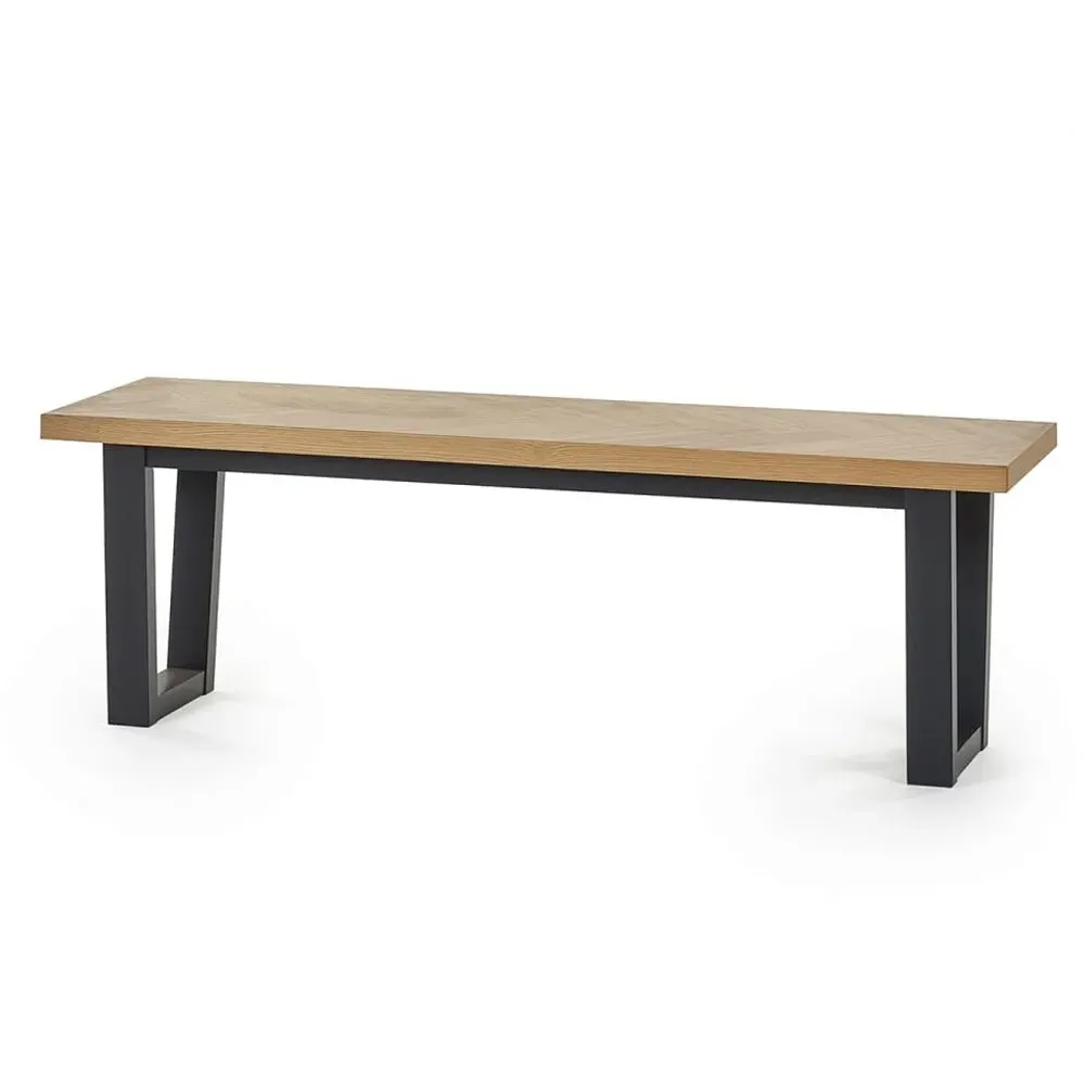 Hull Dining Bench with Black Legs - Oak