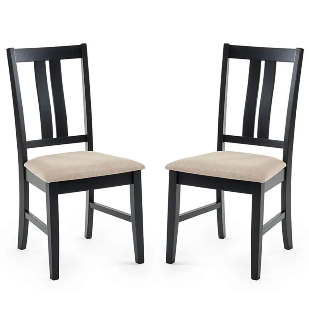 Hull Dining Chair with Fabric Seat, Set of 2 - Black, Wood product