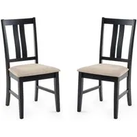 Hull Dining Chairs Pair - Black, Solid Rubberwood alternate view