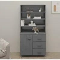 Hull Display Cabinet with 1 Door 3 Drawers - Dark Grey, Pinewood