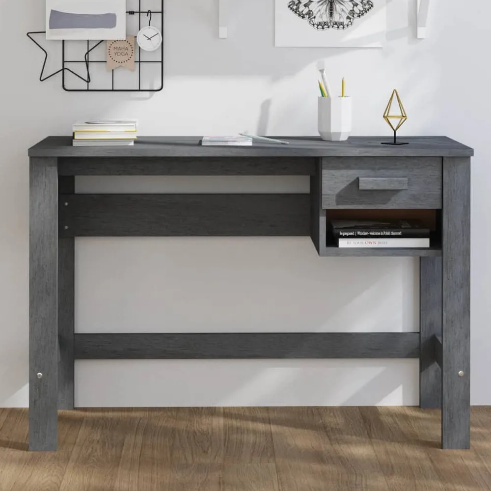 Hull Laptop Desk with 1 Drawer - Dark Grey, Pinewood
