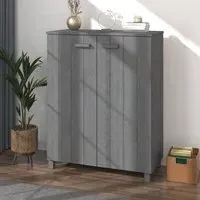 Hull Shoe Storage Cabinet with 2 Doors - Dark Grey, Pinewood