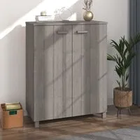 Hull Shoe Storage Cabinet with 2 Doors - Light Grey, Pinewood