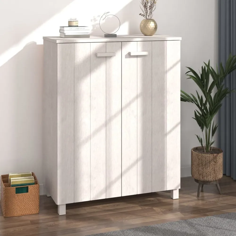 Hull Shoe Storage Cabinet with 2 Doors - White, Pinewood