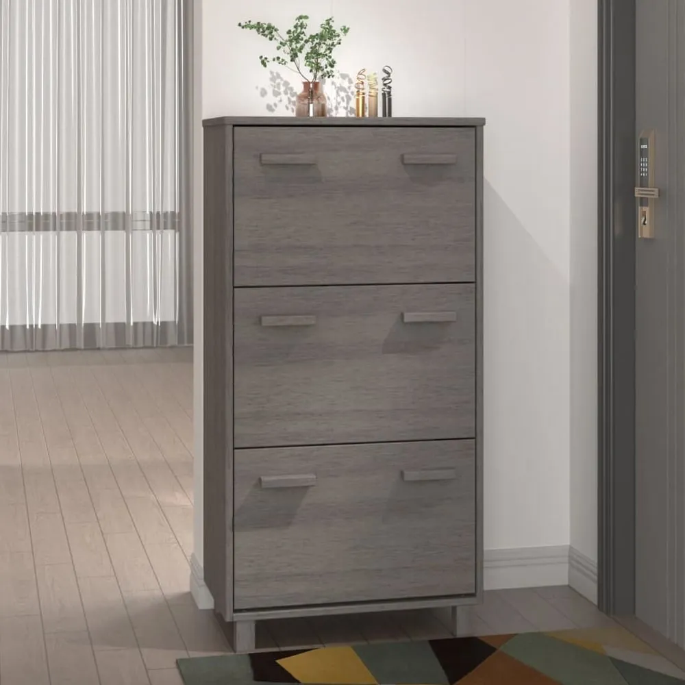 Hull Shoe Storage Cabinet with 3 Drawers - Light Grey, Pinewood image