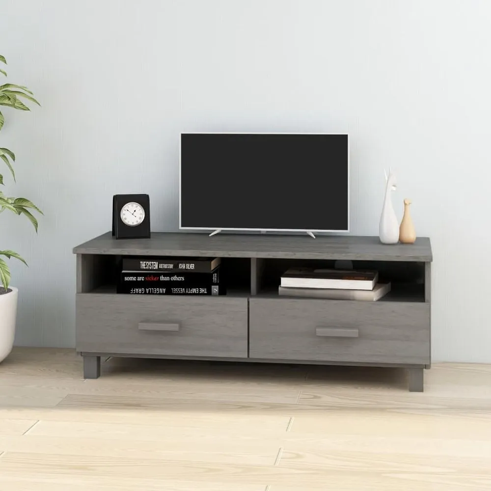 Hull TV Stand with 2 Drawers - Grey, Pinewood