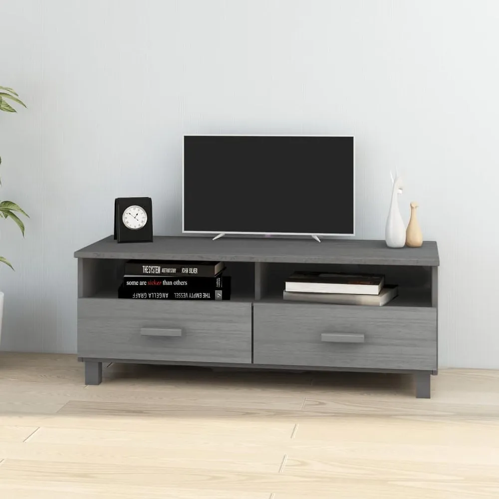 Hull TV Stand with 2 Drawers - Grey, Pinewood