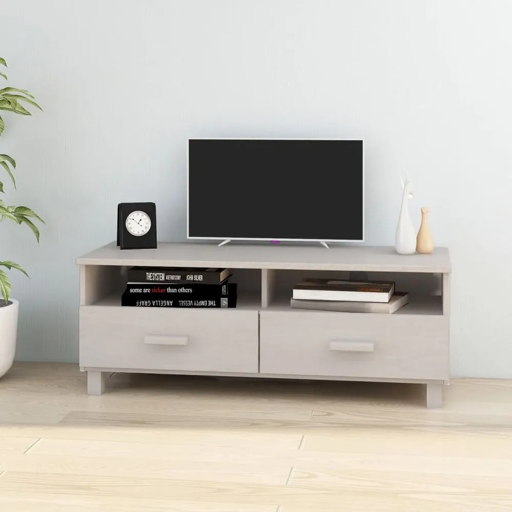 Hull TV Stand with 2 Drawers - White, Pinewood