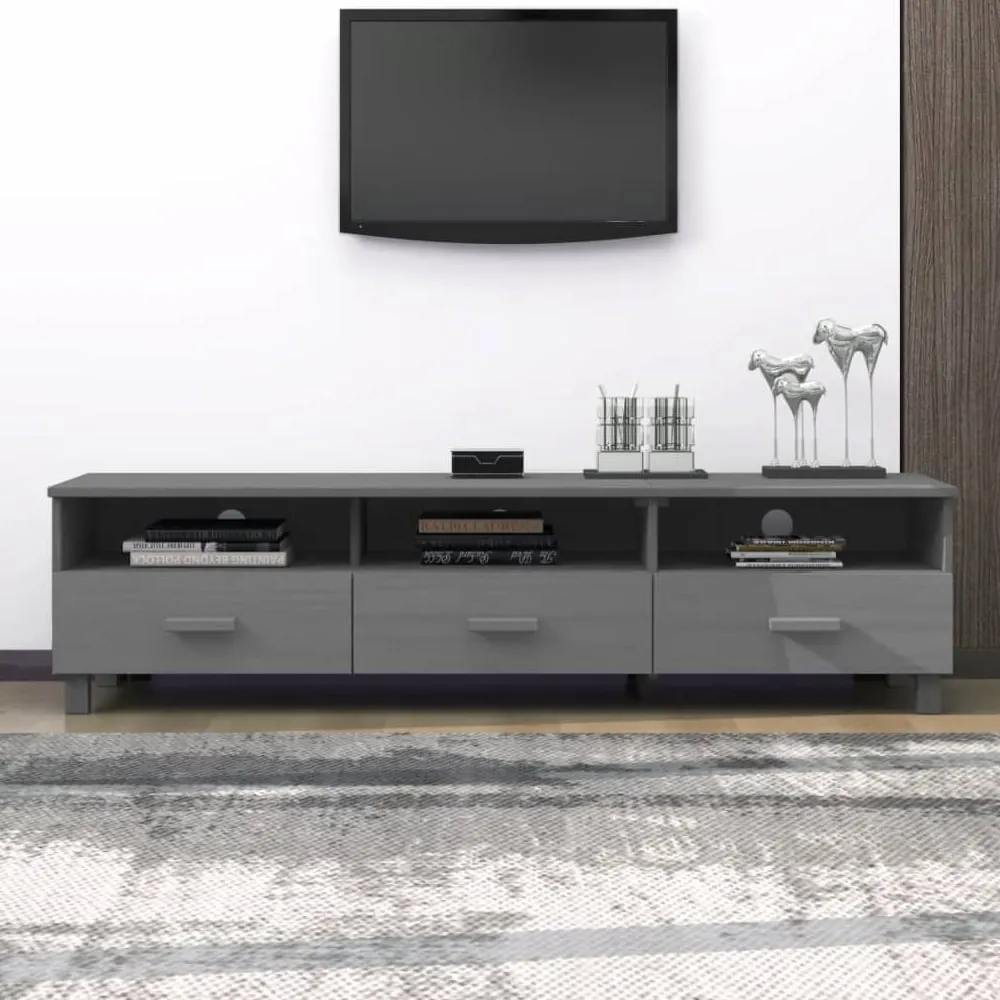 Hull TV Stand with 3 Drawers - Dark Grey, Pinewood