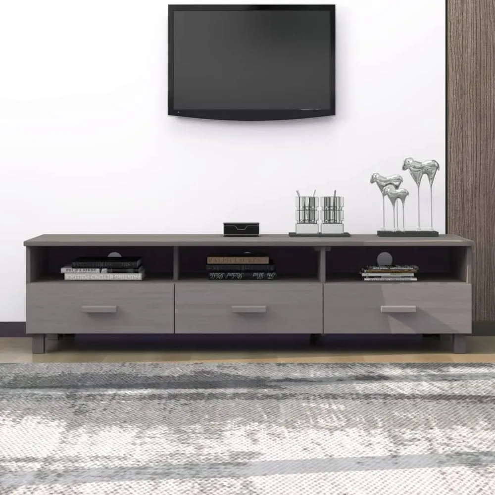 Hull TV Stand with 3 Drawers - Light Grey, Pinewood