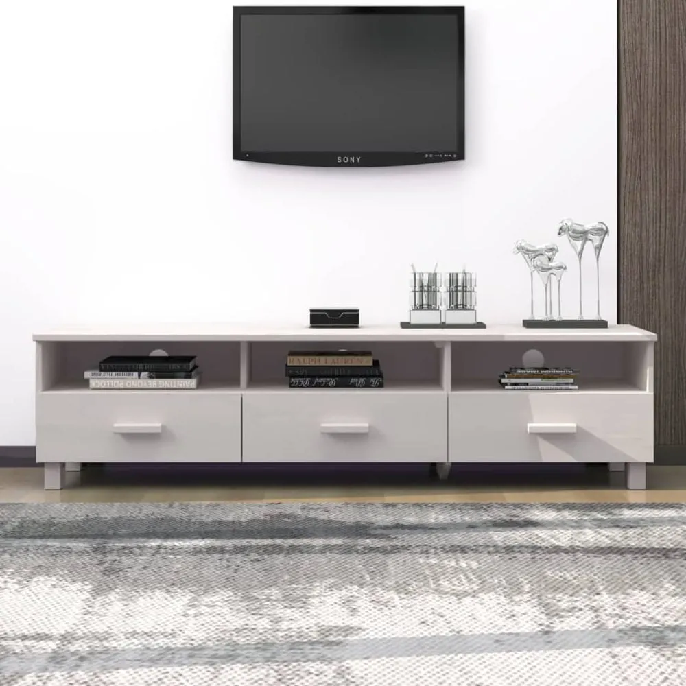 Hull TV Stand with 3 Drawers - White, Pinewood