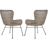 Hunor Curved Chair in Pair - Natural, Kubu Rattan