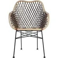 Hunor Rattan Chair with Iron Legs - Natural