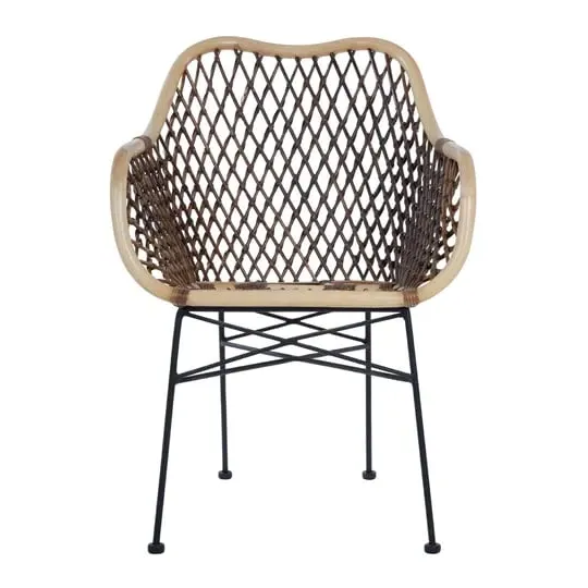 Hunor Rattan Chair with Iron Legs - Natural image