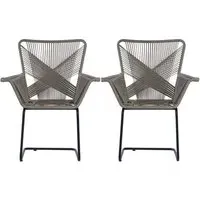Hunor Rattan Effect Chair in Pair - Grey, Kubu Rattan