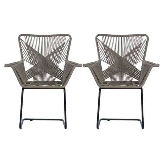 Hunor Rattan Effect Chair in Pair - Grey, Kubu Rattan