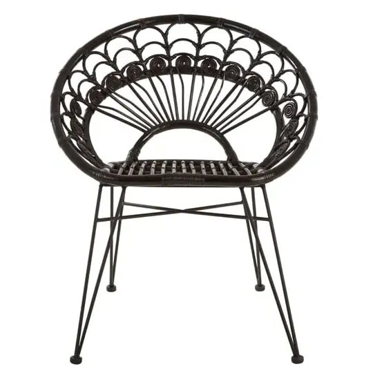 Hunor Round Chair - Black, Kubu Rattan