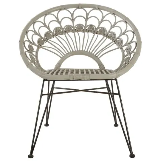 Hunor Round Chair - Grey, Kubu Rattan