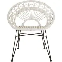 Hunor Round Chair - White, Kubu Rattan